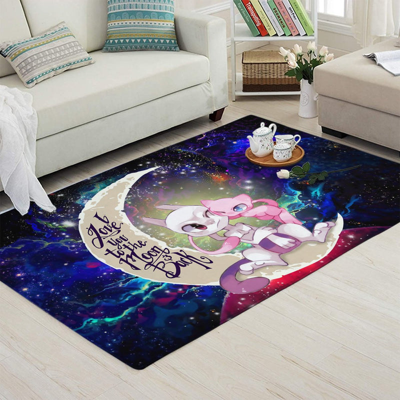 Pokemon Couple Mew Mewtwo Love You To The Moon Galaxy Carpet Rug Home Room Decor Nearkii
