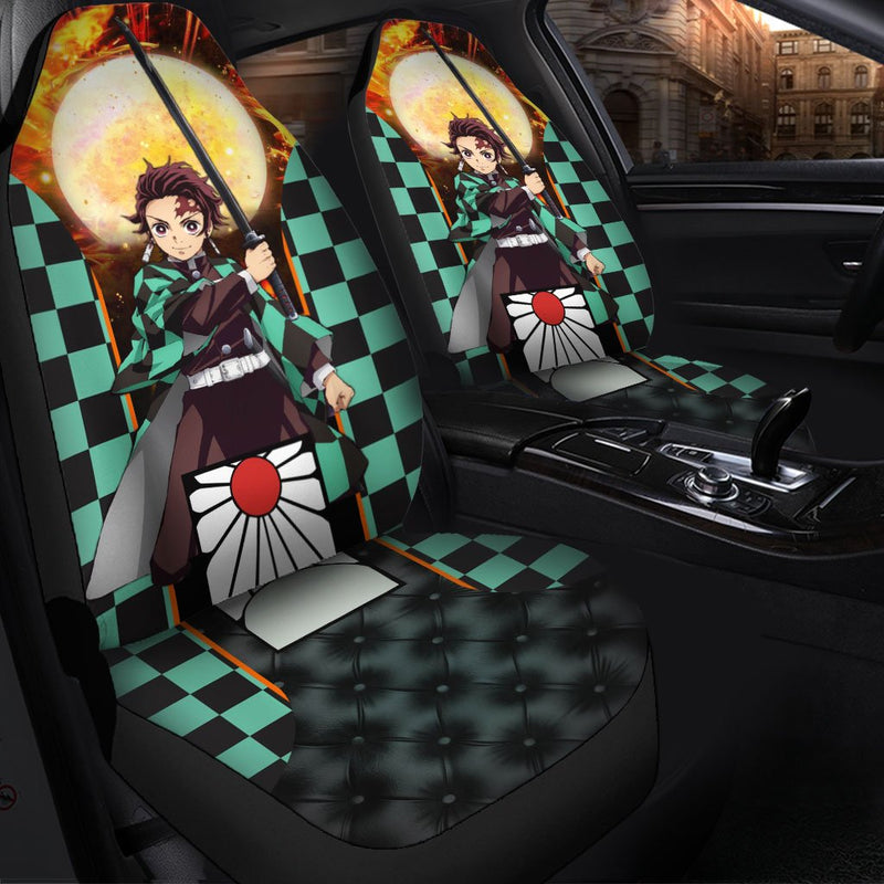 Tanjiro Sun Demon Slayer Premium Custom Car Premium Custom Car Seat Covers Decor Protectors Decor Protector Nearkii
