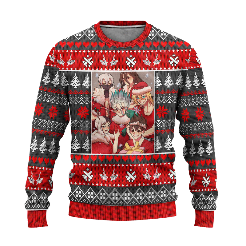 Dr Stone Anime Ugly Christmas Sweater Custom Xmas Gift Nearkii