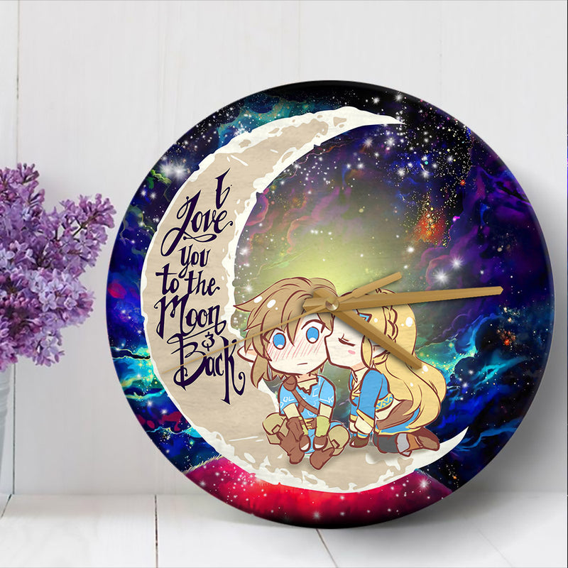 Legend Of Zelda Couple Chibi Love You To The Moon Galaxy Wood Wall Clock Nearkii