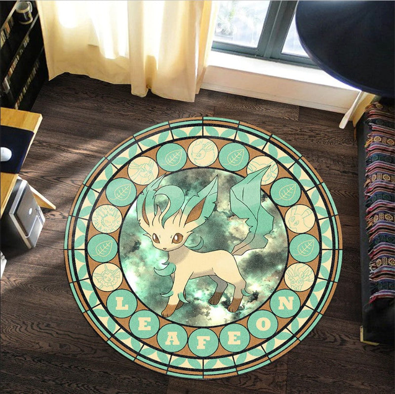 Pokemon Leafeon Round Carpet Rug Bedroom Livingroom Home Decor Nearkii