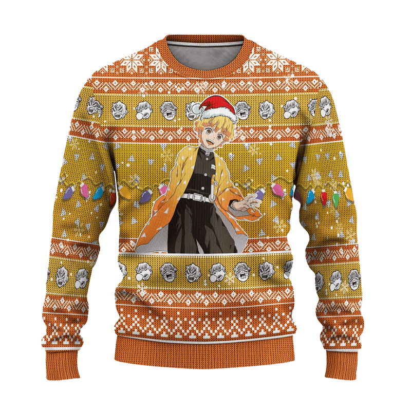 Demon Slayer Zenitsu Agatsuma Anime Ugly Christmas Sweater Xmas Gift Nearkii