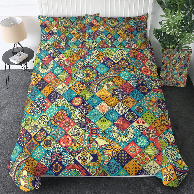 Patchwork Mandala Pattern Duvet Bedding Set Duvet Cover And 2 Pillowcases Nearkii