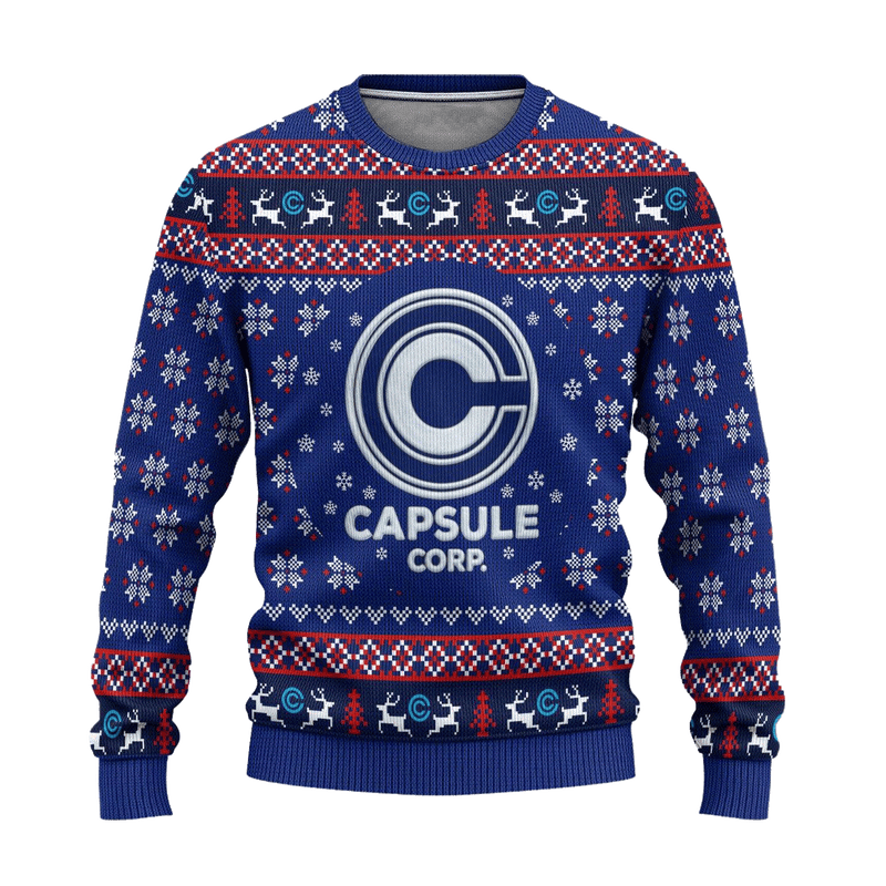 Capsule Corp Ugly Christmas Sweater Dragon Ball Anime Xmas Gift Nearkii