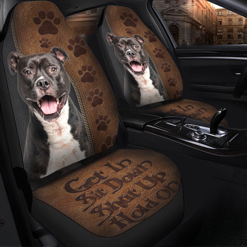 Get In Sit Down Shut Up Hold On Pitbull Premium Custom Car Seat Covers Decor Protectors Nearkii