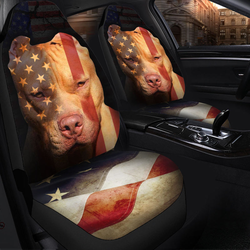 Pitbull American Flag Premium Custom Car Seat Covers Decor Protector Nearkii