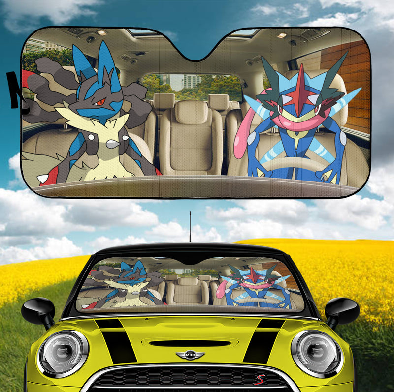 Pokemon Mega Lucario Greninja Satoshi Funny Car Auto Sunshades Nearkii