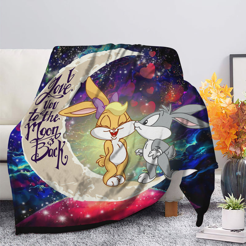 Bunny Couple Love You To The Moon Galaxy Blanket Nearkii