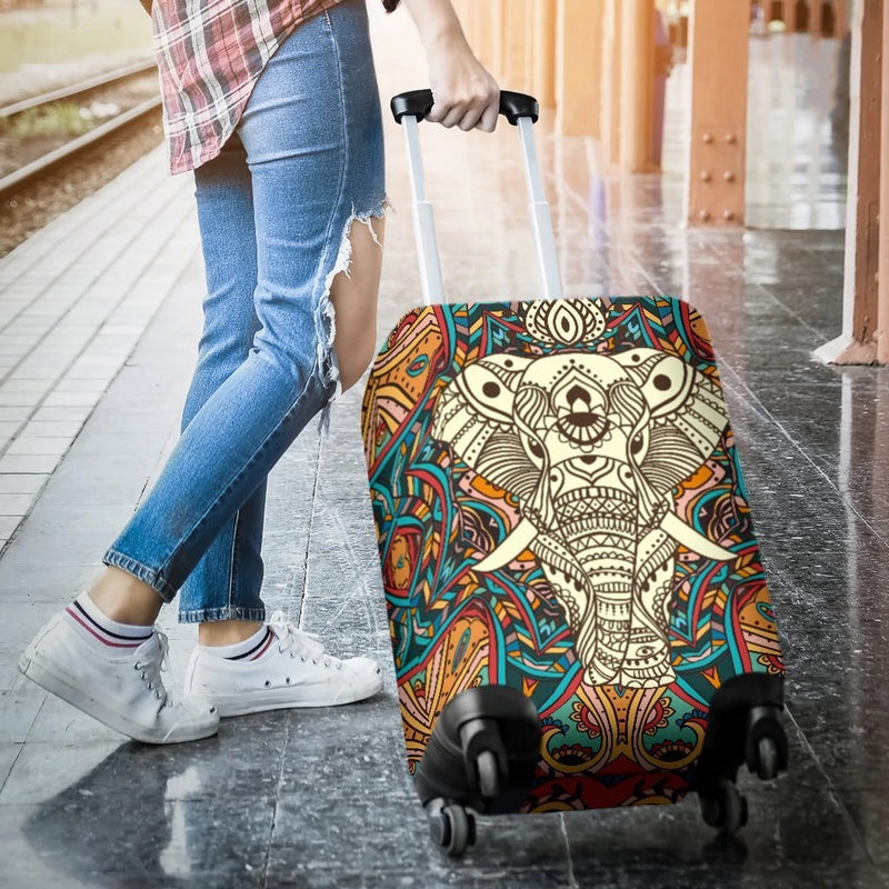 Elephant Colorful Indian Luggage Cover Suitcase Protector Nearkii