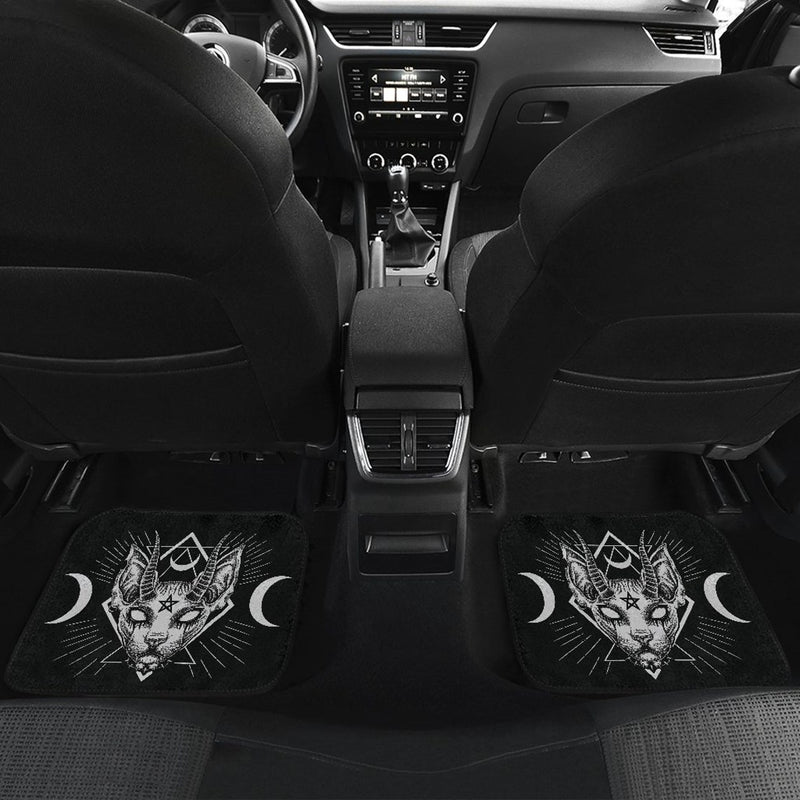 Gothic Occult Black Cat Unique Sphinx Style Awesome Demonic White Eye Car Floor Mats Car Accessories Nearkii