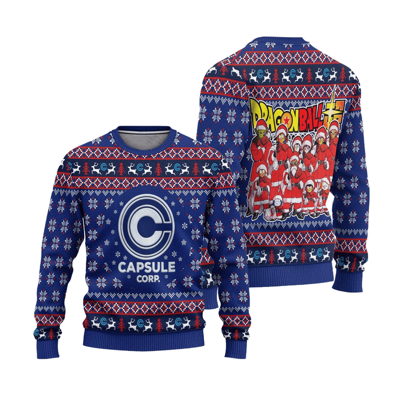 Capsule Corp Ugly Christmas Sweater Dragon Ball Anime Xmas Gift Nearkii