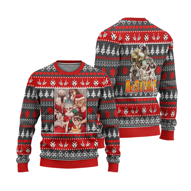 Dr Stone Anime Ugly Christmas Sweater Custom Xmas Gift Nearkii