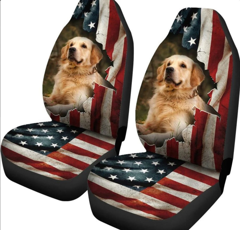Golden Retriever American Flag Car Seat Covers Nearkii