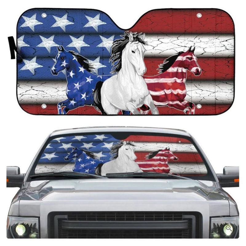 Three Horses American Flag Custom Car Auto Sun Shades Windshield Accessories Decor Gift Nearkii