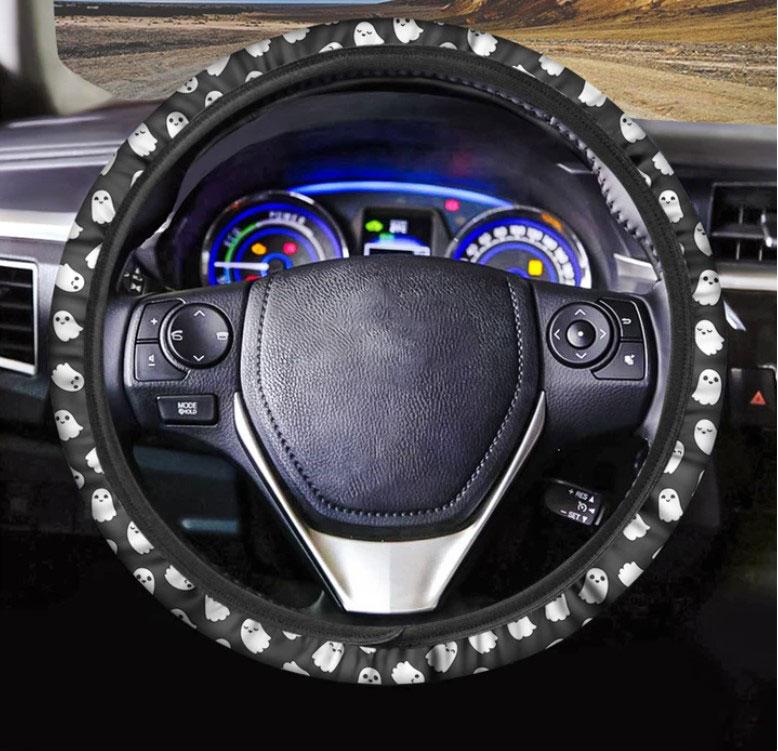 Cute Little Ghost Pattern Print Car Steering Wheel Cover Nearkii