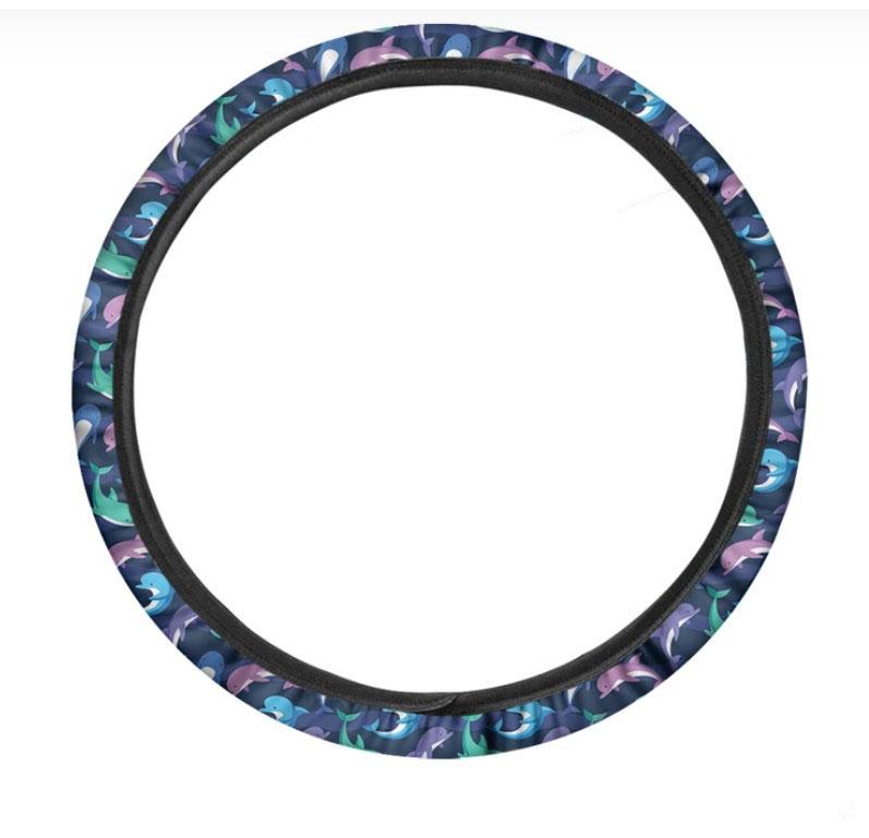 Colorful Dolphin Pattern Print Car Steering Wheel Cover Nearkii