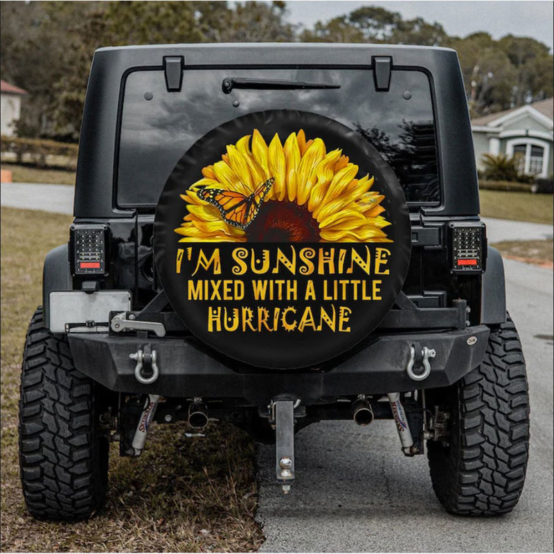 Sunflower I'm Sunshine Mixed With A Little Hurricane Car Spare Tire Cover Gift For Campers Nearkii