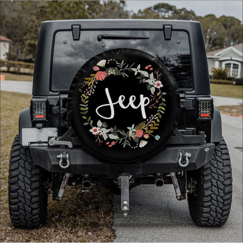 Vintage Jeep Flower Car Spare Tire Cover Gift For Campers Nearkii