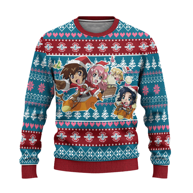 Gundam Team Anime Ugly Christmas Sweater Custom Chibi Xmas Gift Nearkii