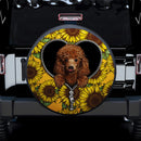 Cute Dog Poodle Sunflower Zipper Car Spare Tire Covers Gift For Campers Nearkii