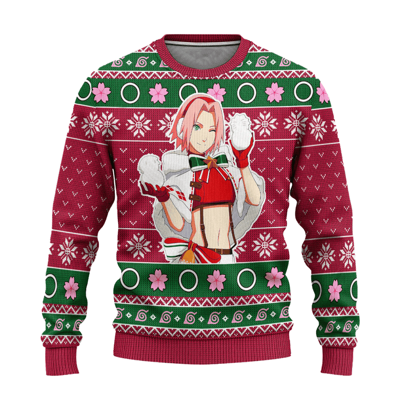 Sakura Teen Age Ugly Christmas Sweater Naruto Anime Xmas Gift Nearkii