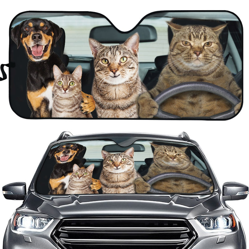 Funny Cat Family And Dog Car Auto Sunshades Nearkii