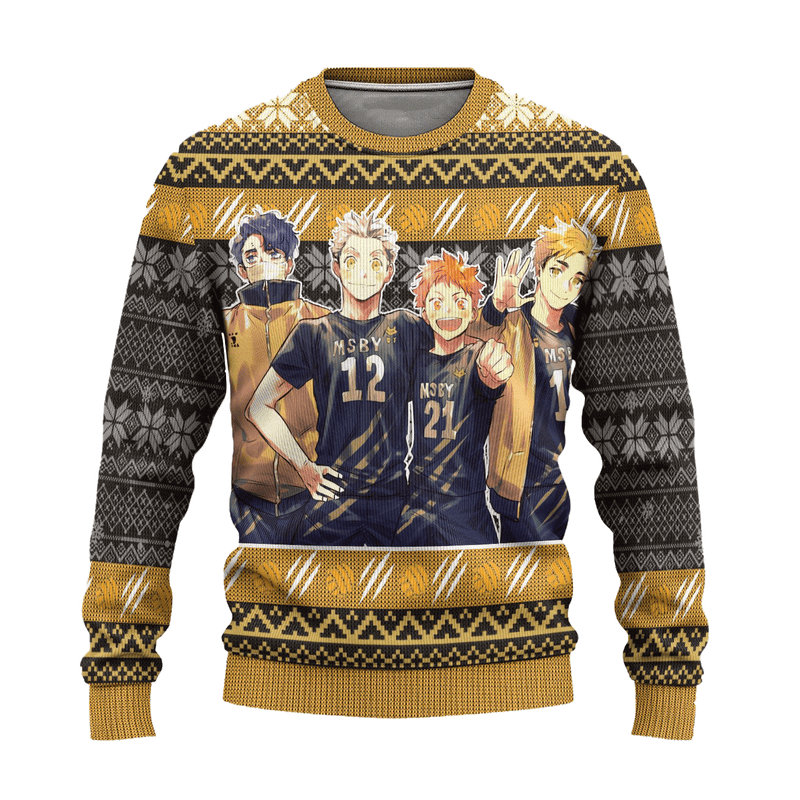 MSBY Black Jackal Ugly Christmas Sweater Haikyuu Anime Xmas Gift Nearkii