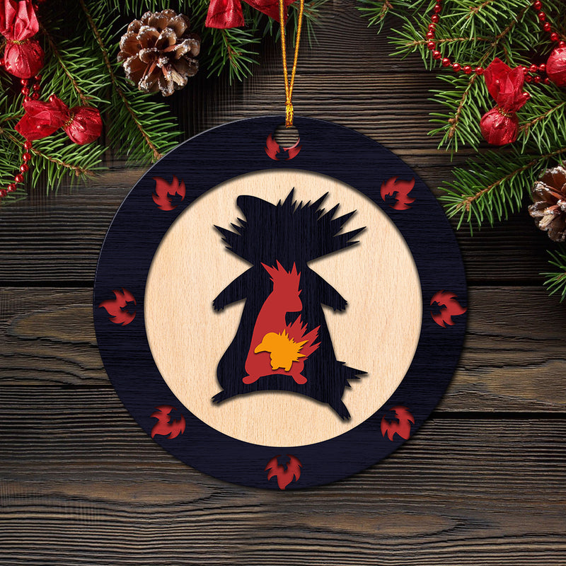 Typhlosion Pokemon Evolution Fire Wood Circle Ornament Perfect Gift For Holiday Nearkii