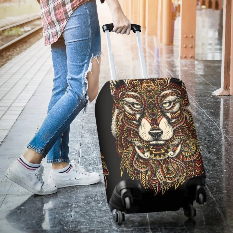 Red Wolf Tribal Luggage Cover Suitcase Protector Nearkii