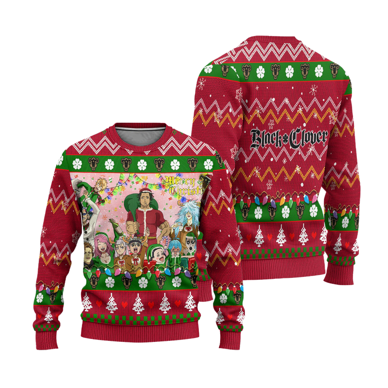 Black Clover Anime Ugly Christmas Sweater Red Xmas Gift Nearkii