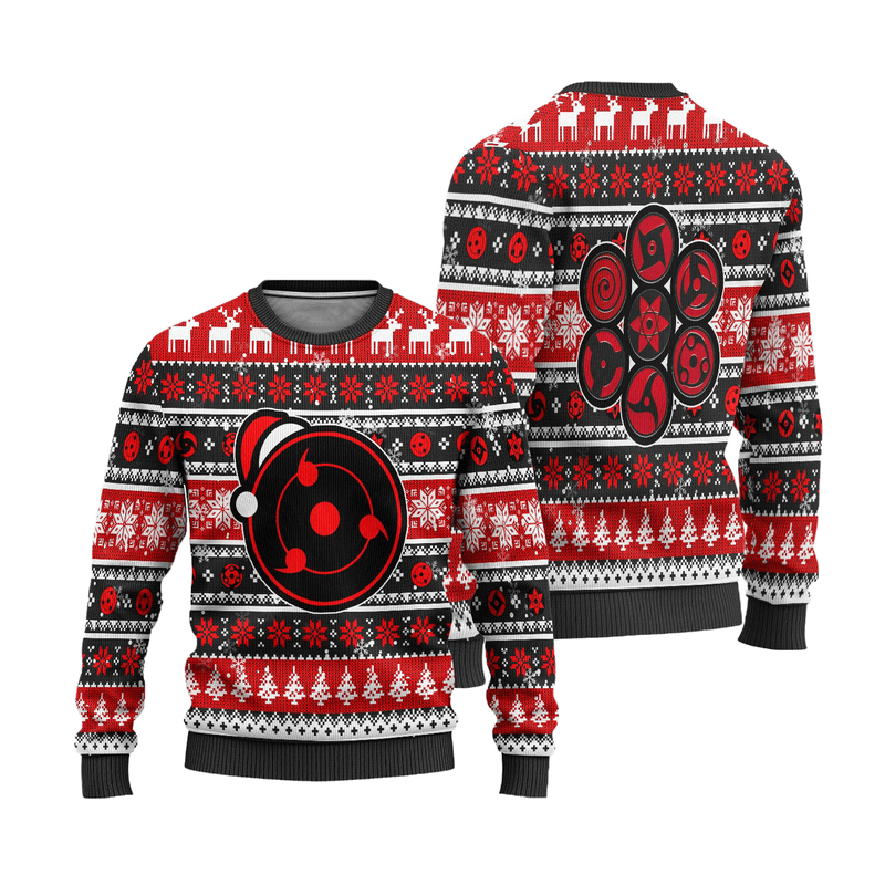 Uchiha Sharingan Anime Ugly Christmas Sweater Naruto Xmas Gift Nearkii