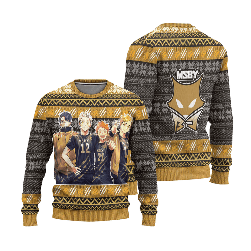 MSBY Black Jackal Ugly Christmas Sweater Haikyuu Anime Xmas Gift Nearkii