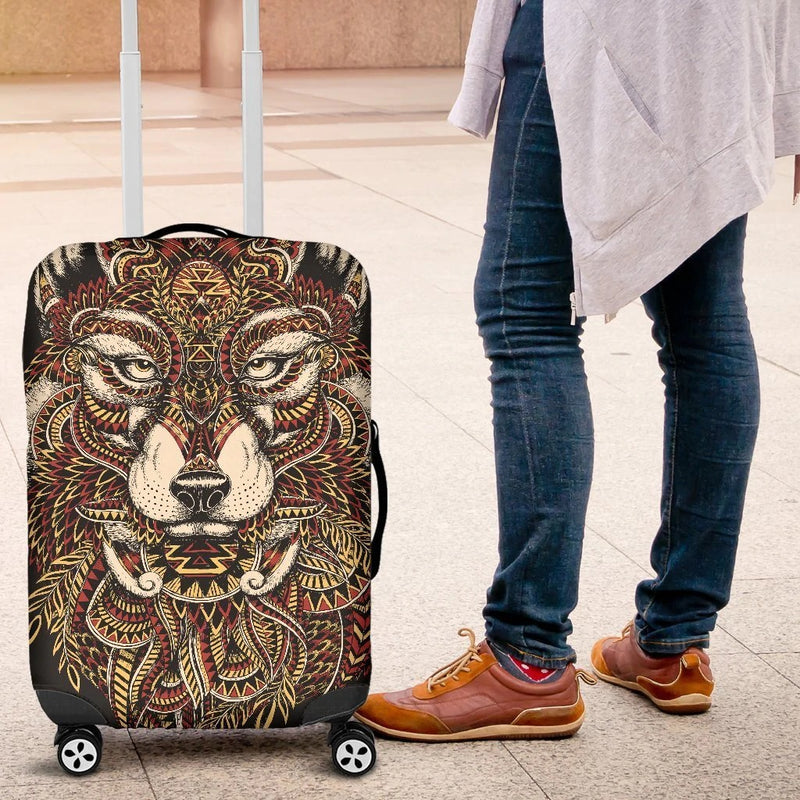 Red Wolf Tribal Luggage Cover Suitcase Protector Nearkii