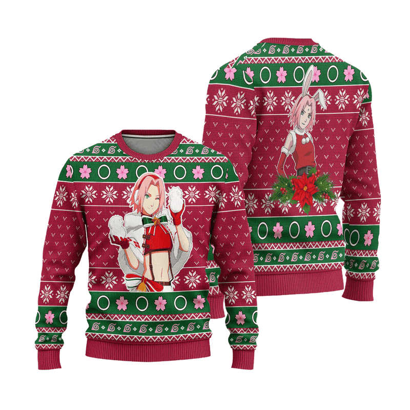 Sakura Teen Age Ugly Christmas Sweater Naruto Anime Xmas Gift Nearkii