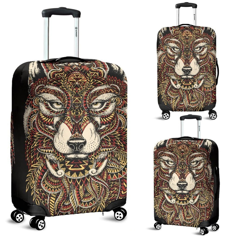 Red Wolf Tribal Luggage Cover Suitcase Protector Nearkii