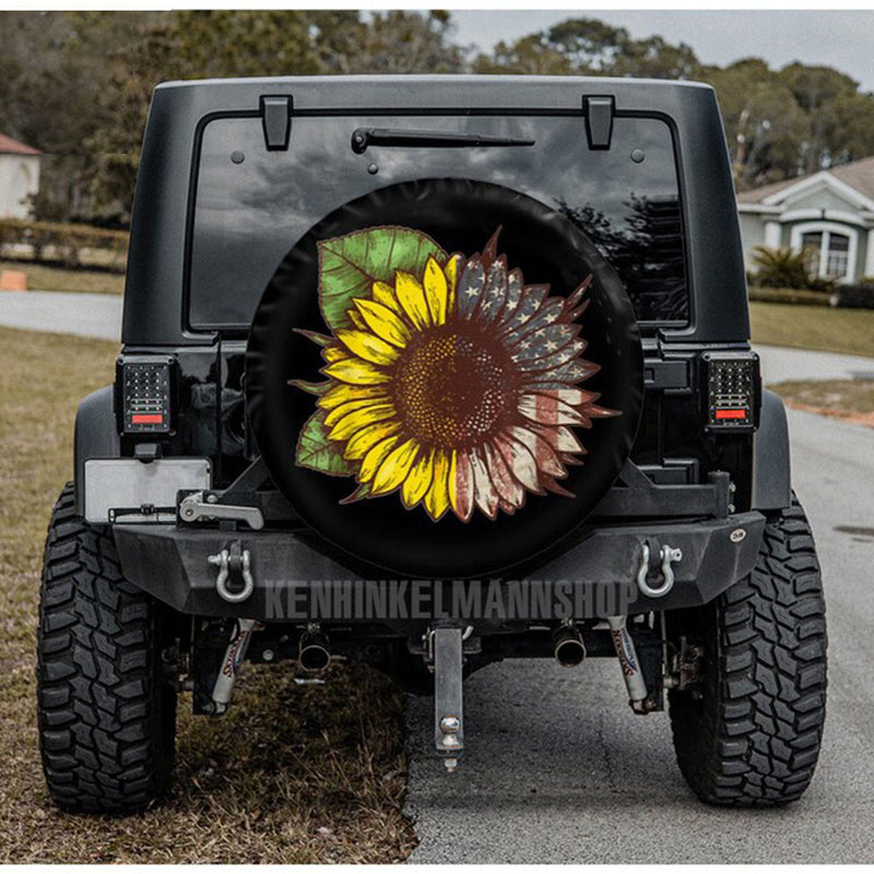 American Sunflower Jeep Car Spare Tire Cover Gift For Campers Nearkii