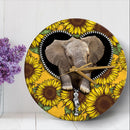 Baby Elephant Sunflower Zipper Wood Wall Clock Nearkii