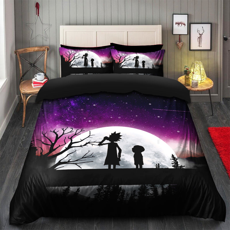 Rick And Morty Moon Night Bedding Set Duvet Cover And 2 Pillowcases Nearkii