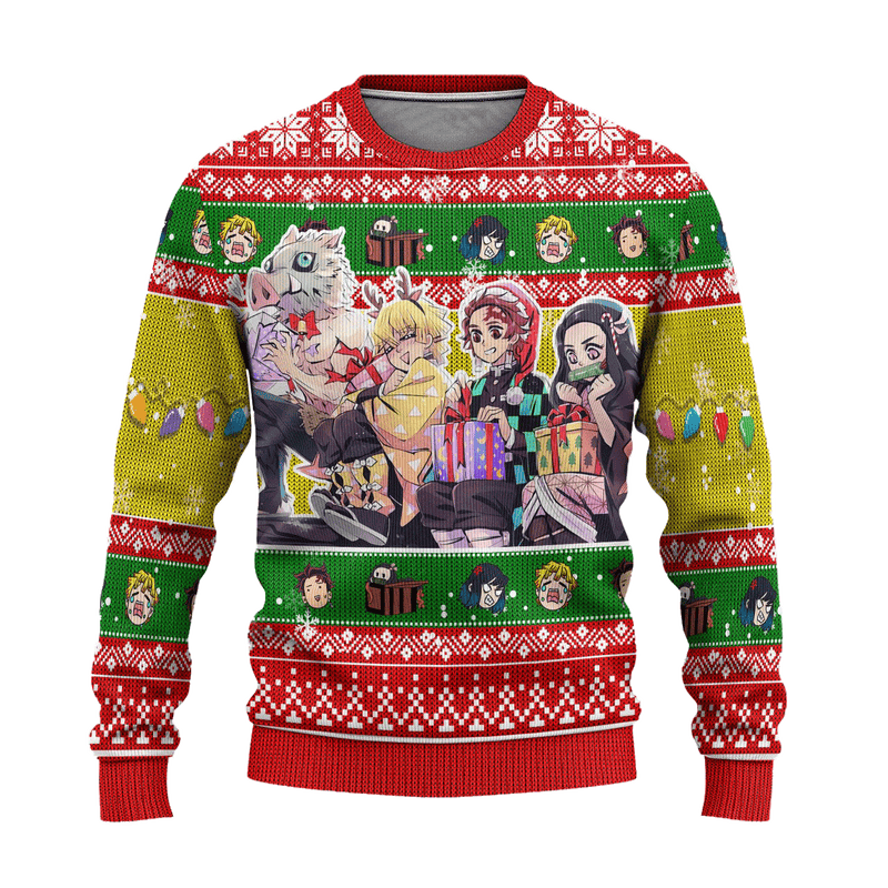 Demon Slayer Anime Ugly Christmas Sweater Characters Xmas Gift Nearkii