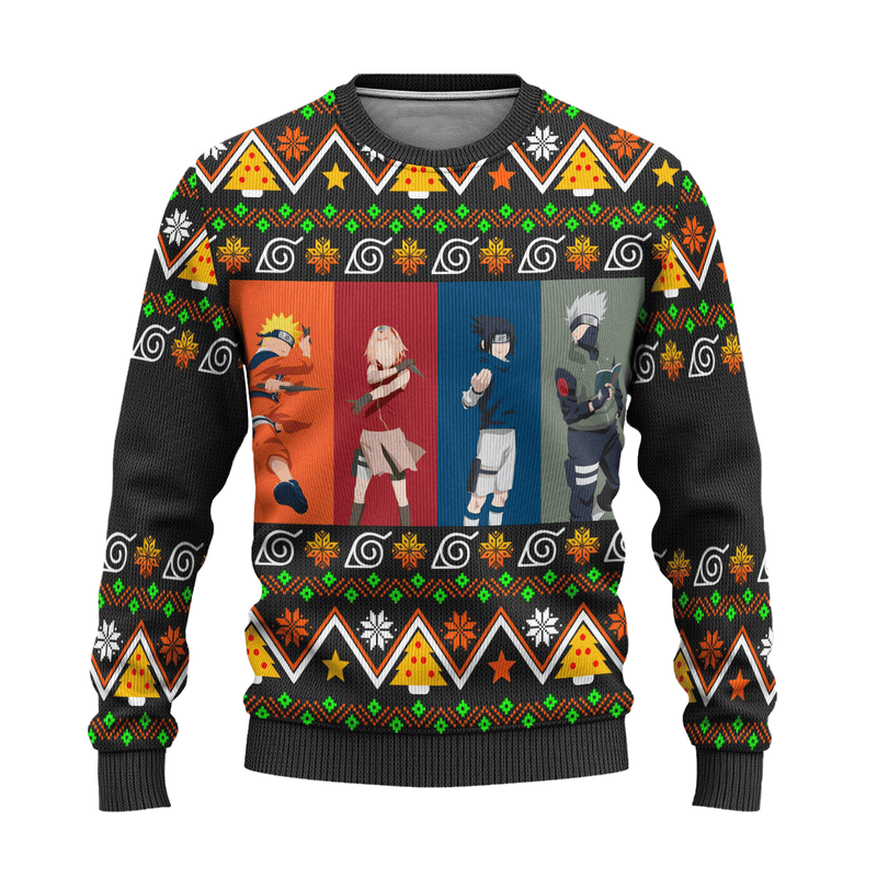 Naruto Team 7 Anime Ugly Christmas Sweater Konohagakure Xmas Gift