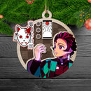 Demon Slayer Tanjiro Kamado Christmas Double Layered Colored Wood Ornament Nearkii