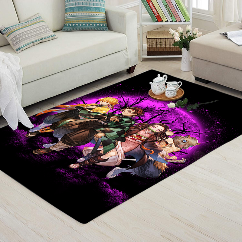 Demon Slayer Team Pink Moonlight Area Carpet Rug Home Decor Bedroom Living Room Decor Nearkii