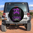 Halloween American Flag Purple Jeep Girl Car Spare Tire Covers Gift For Campers Nearkii