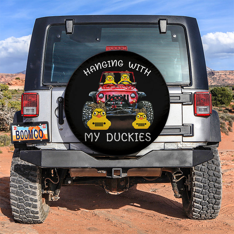 Hanging With My Duckies Red Jeep Car Spare Tire Covers Gift For Campers Nearkii