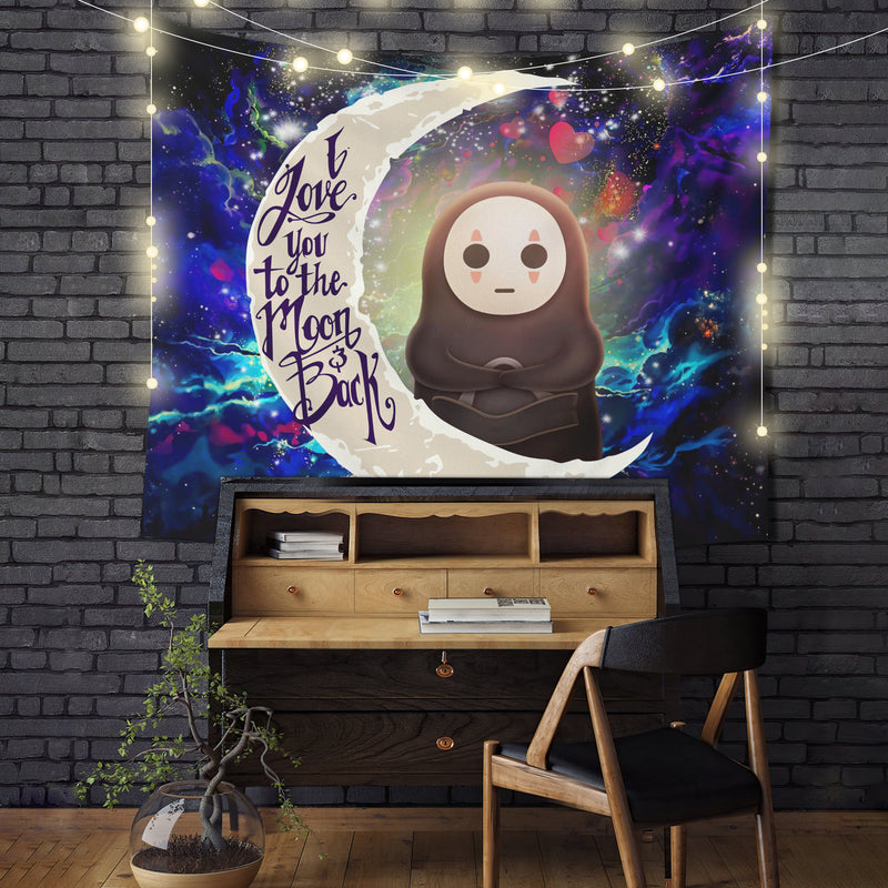 Cute No Face Ghibli Love You To The Moon Galaxy Tapestry Room Decor Nearkii