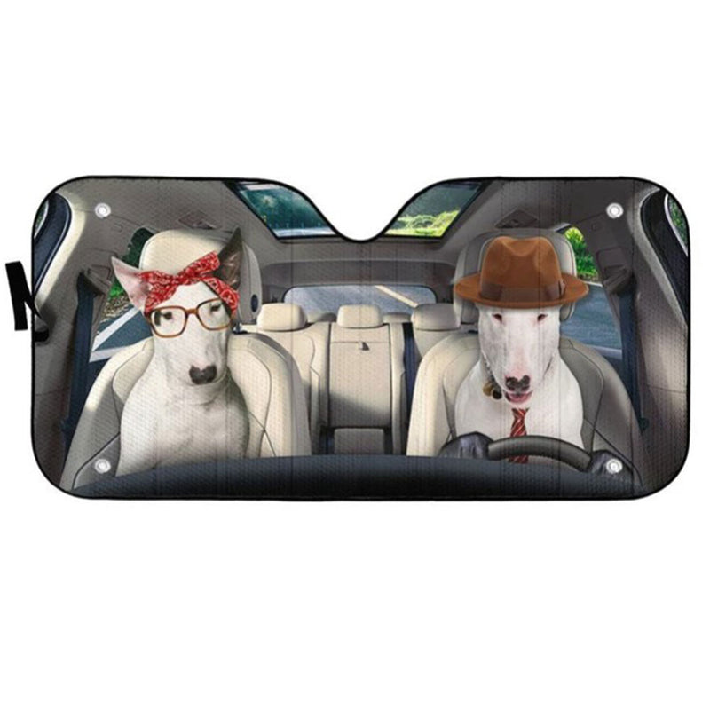 Bull Terrier Couple Dog Car Auto Sun Shades Windshield Accessories Decor Gift Nearkii