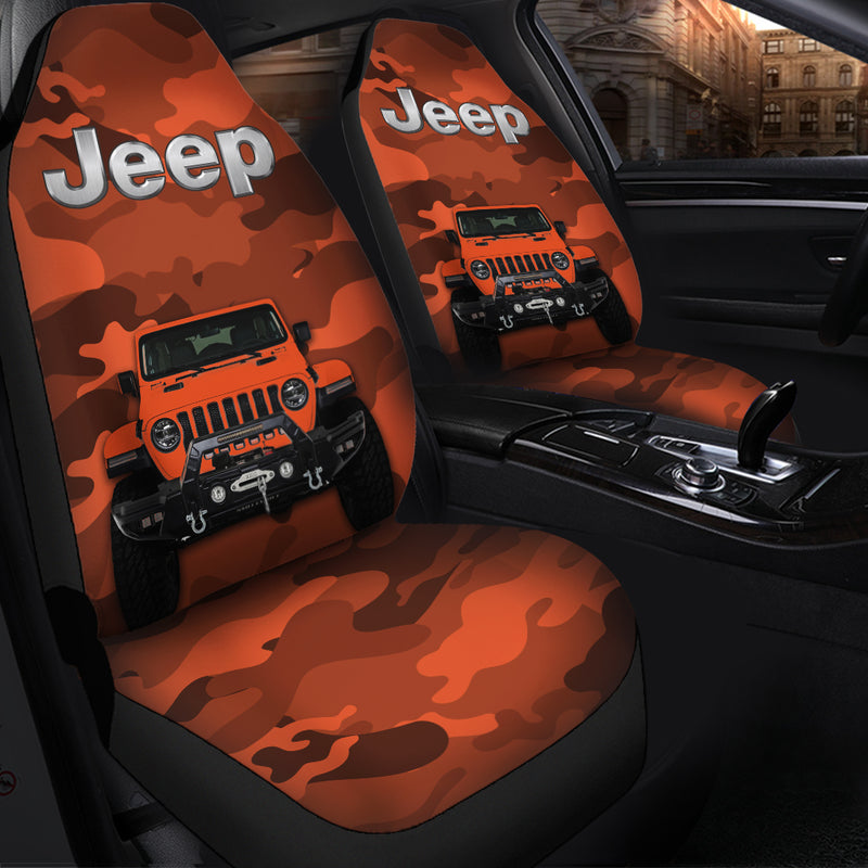 Orange Jeep Camouflage Premium Custom Car Seat Covers Decor Protectors Nearkii