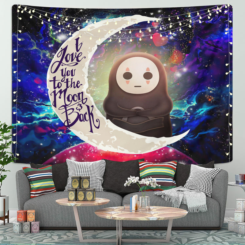 Cute No Face Ghibli Love You To The Moon Galaxy Tapestry Room Decor Nearkii