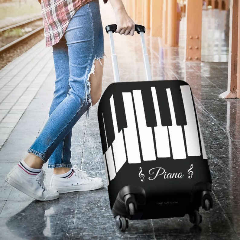 Piano Keys Design Spandex Luggage Cover Suitcase Protector Nearkii