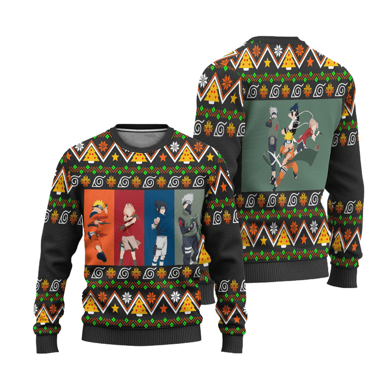 Naruto Team 7 Anime Ugly Christmas Sweater Konohagakure Xmas Gift
